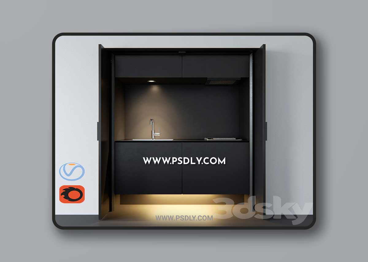 Affilato Hide Kitchen + appliances 3D Model
