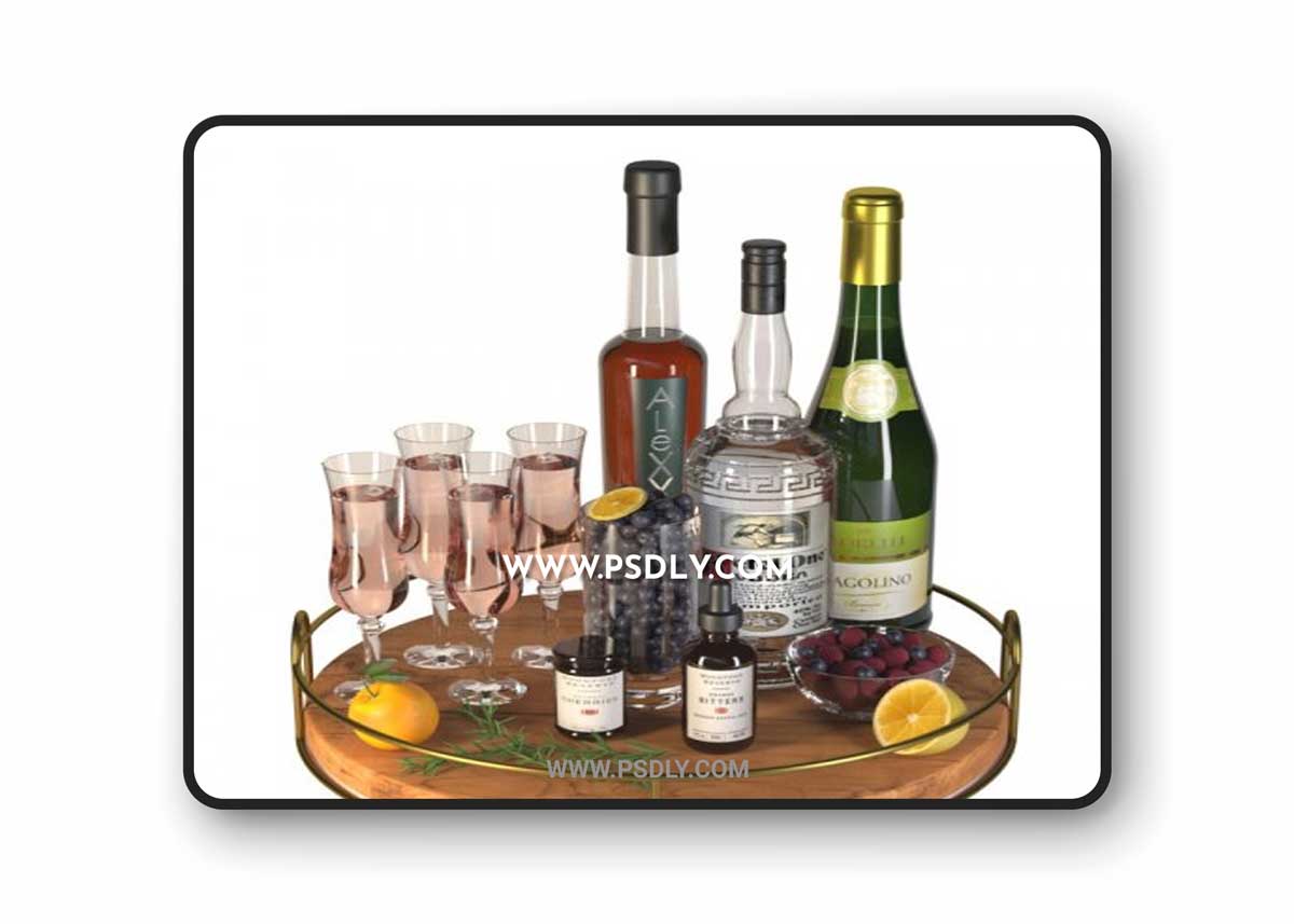 Alcoholic Champagne Set 3D Model