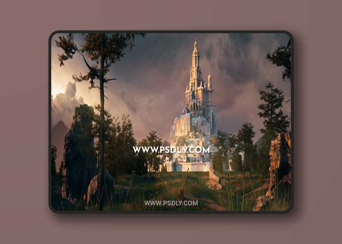 C4D Octane Forest fantasy castle 3D Scene