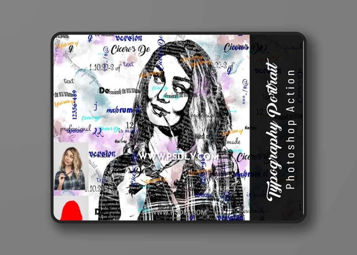 CreativeMarket - Typography Portrait PS Action 6917704