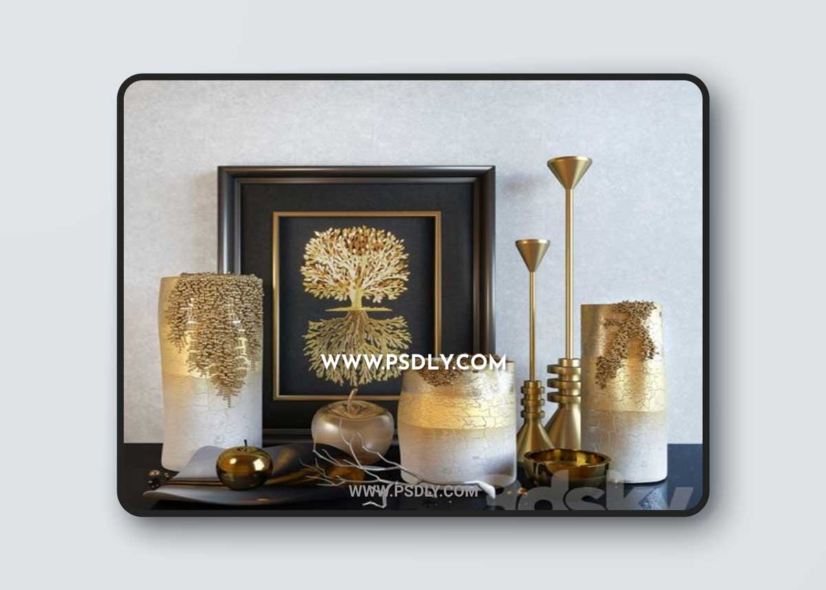 Decorative set: Noble gold 3D Models