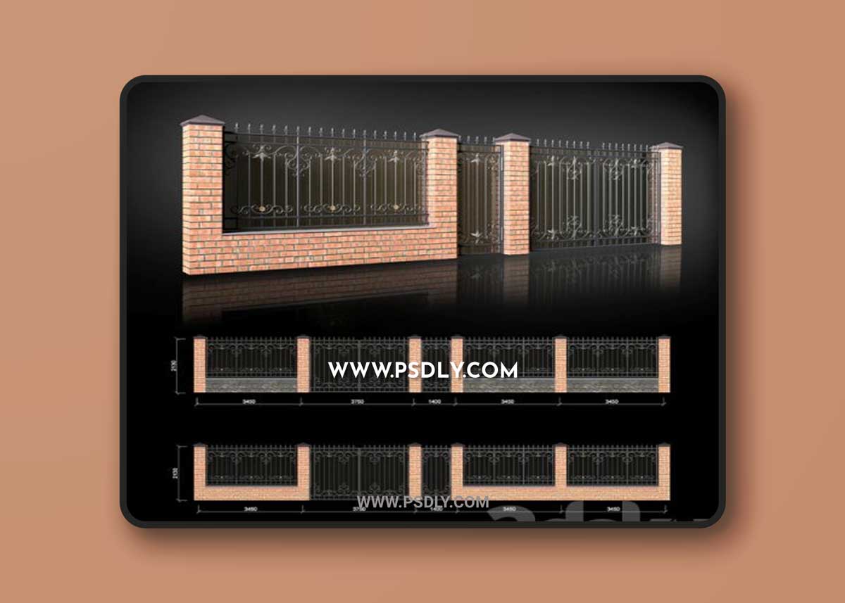 Fence with gates and wicket 3D Model