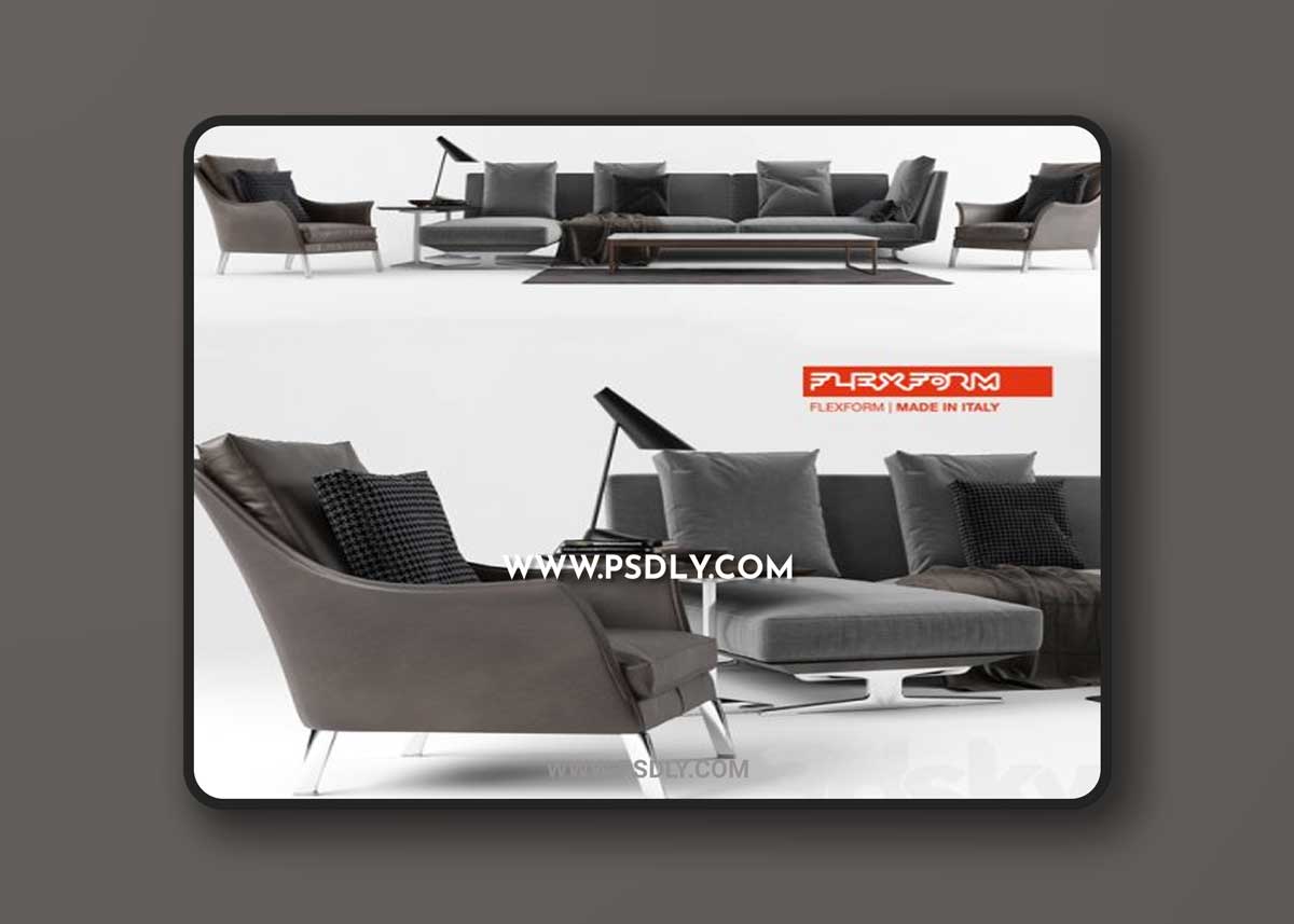 Flexform Set 02 Evergreen Sofa 3D Models