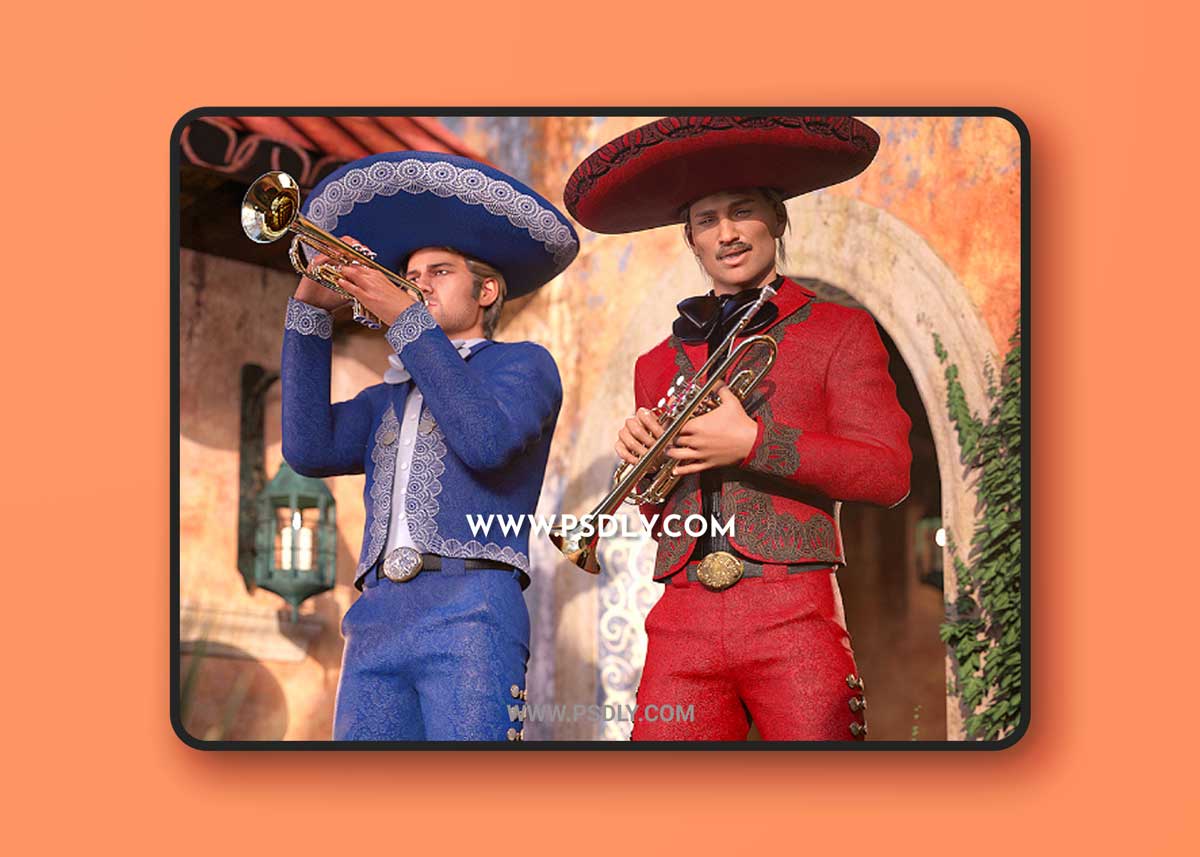 Mariachi Male Outfit Textures 3D Model