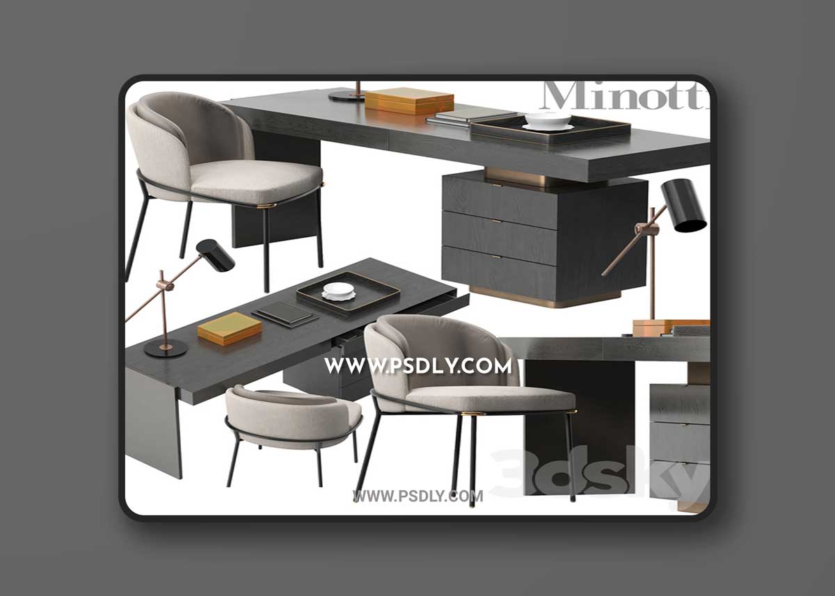 Minotti Carson desk set 3D Model