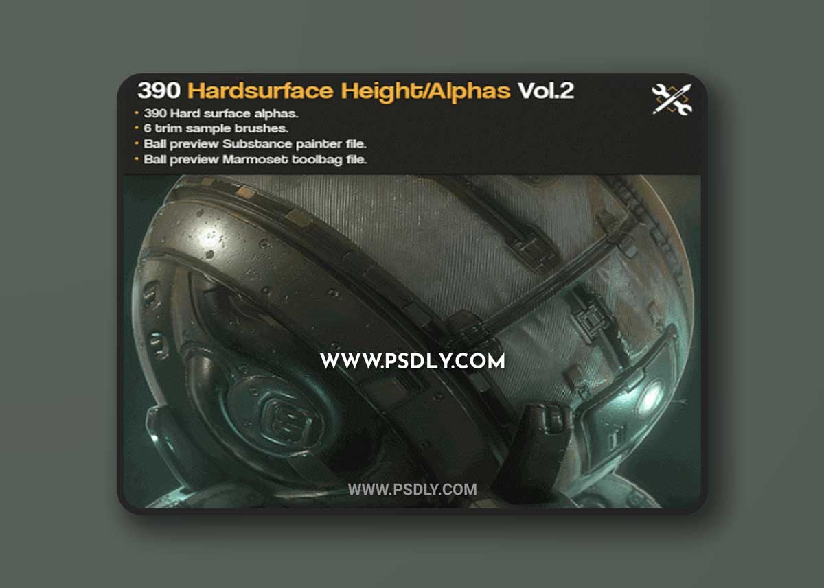 SP/ZBrush 390 Hardsurface Height/Alpha Vol 2 By JROTools