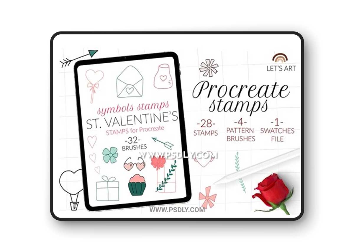 Valentines day stamp brushes