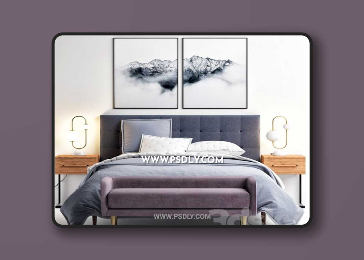 Westelm Grid-Tufted Upholstered Tapered Leg Bed