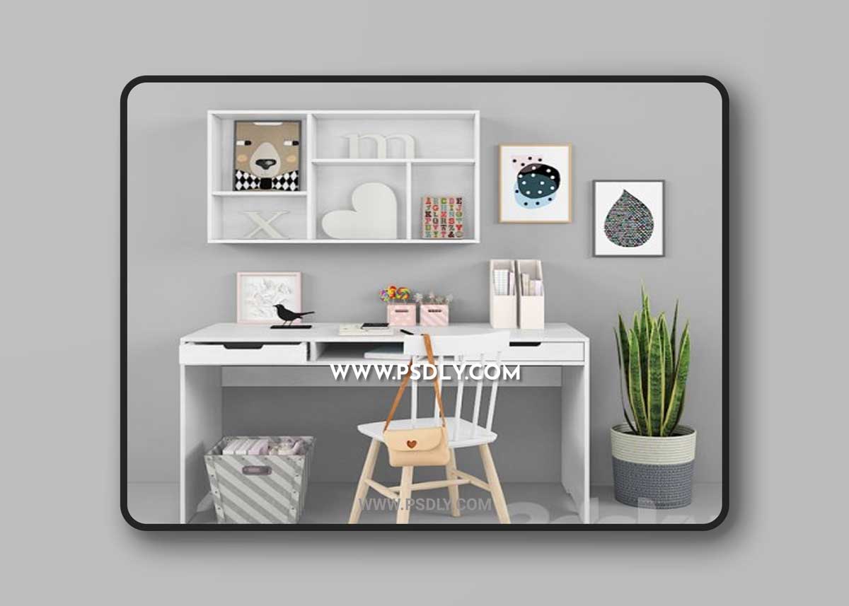 Writing-table and decor for a child 13 3D Model