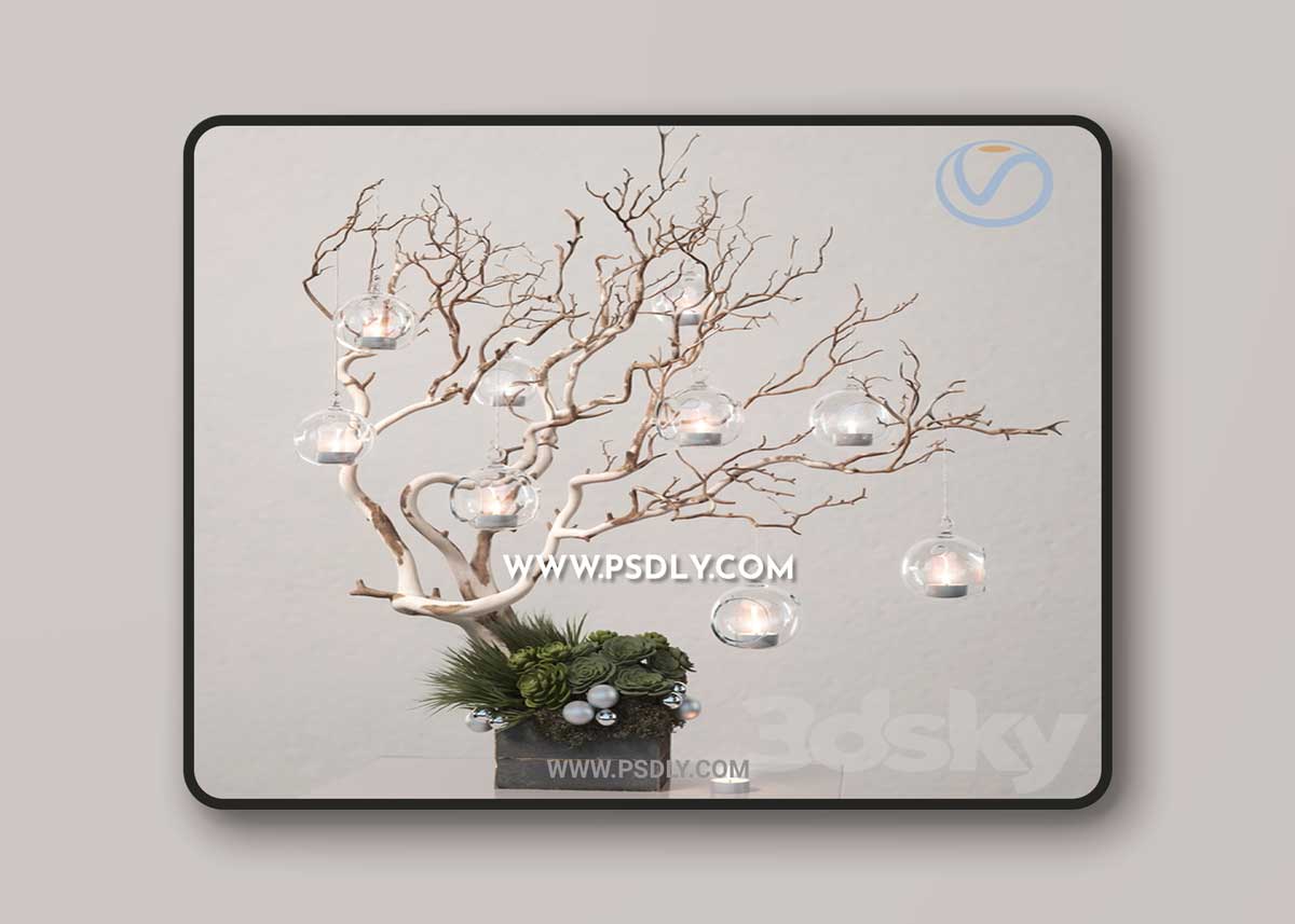 ikebana with candles 3D Model