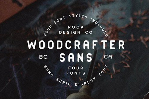 Woodcrafter Sans - 4 Font Family