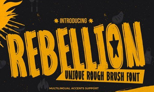 REBELLION - Unique Rough Brush Font