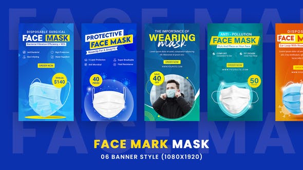 Videohive Face Mark Mask Ads Set Stories Pack 35503465