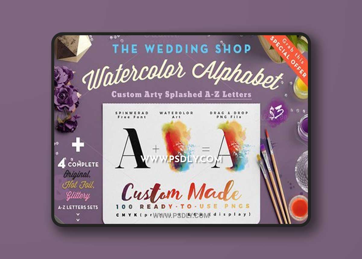 Art Watercolor A Z Alphabet