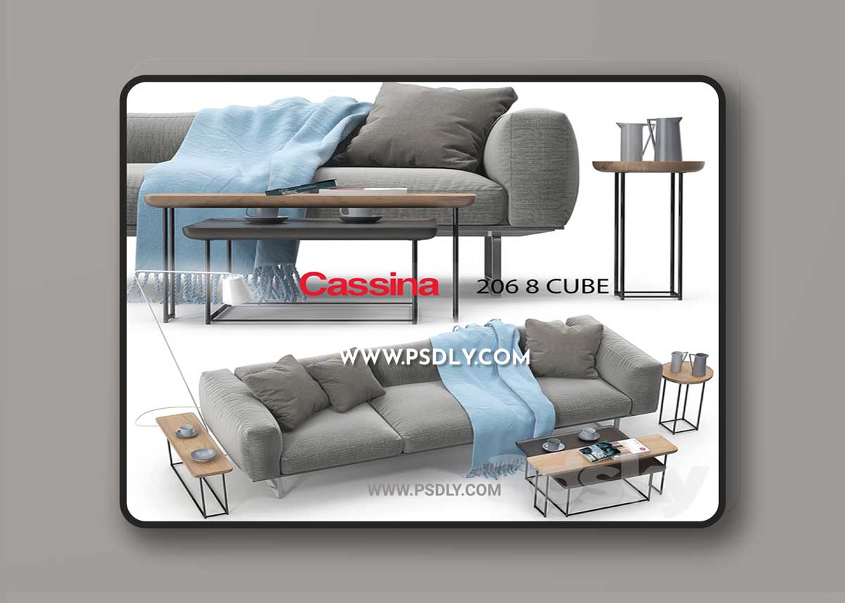 Cassina 206 cube sofa set 3D Model