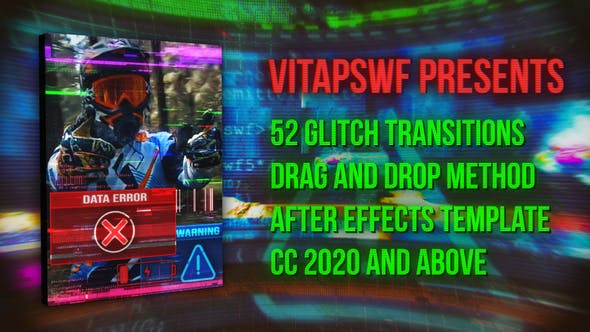 Videohive 52 Drag and Drop Glitch Transitions 36020363