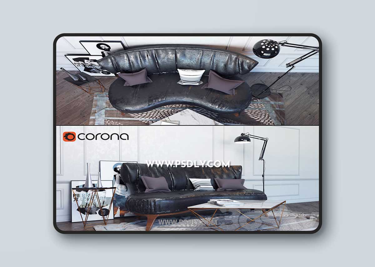 Decorative set Loft with a sofa Flexform 3D Model