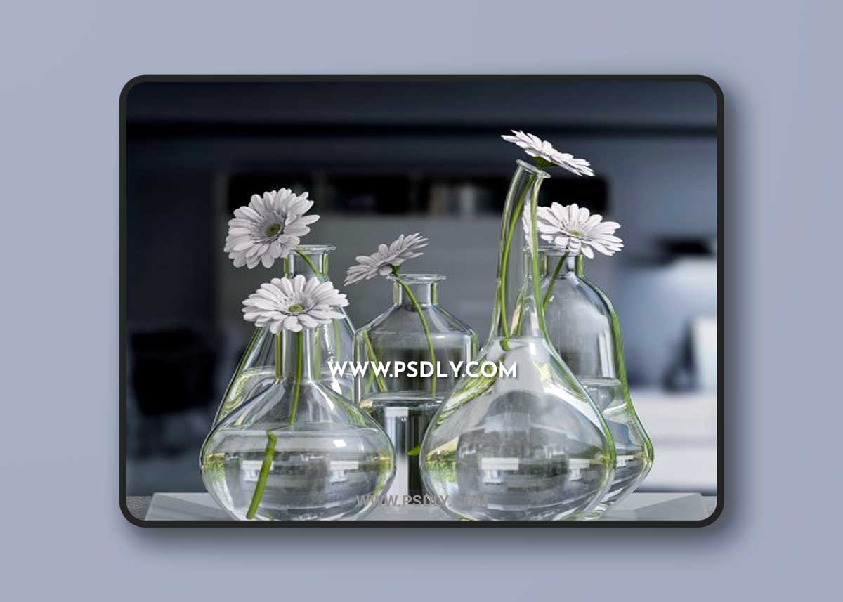 Decorative vases set 4 3D Model