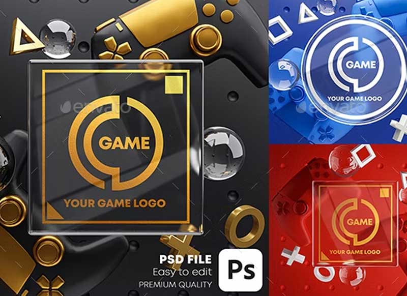 GraphicRiver - Gaming Glass Logo Mockup Gamepad Pack 28419158