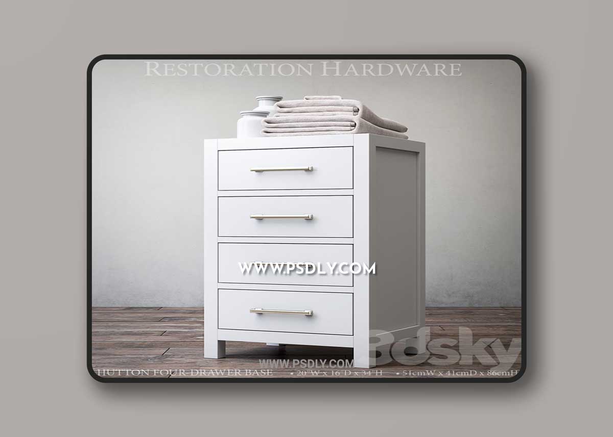 HUTTON FOUR-DRAWER BASE 3D Model