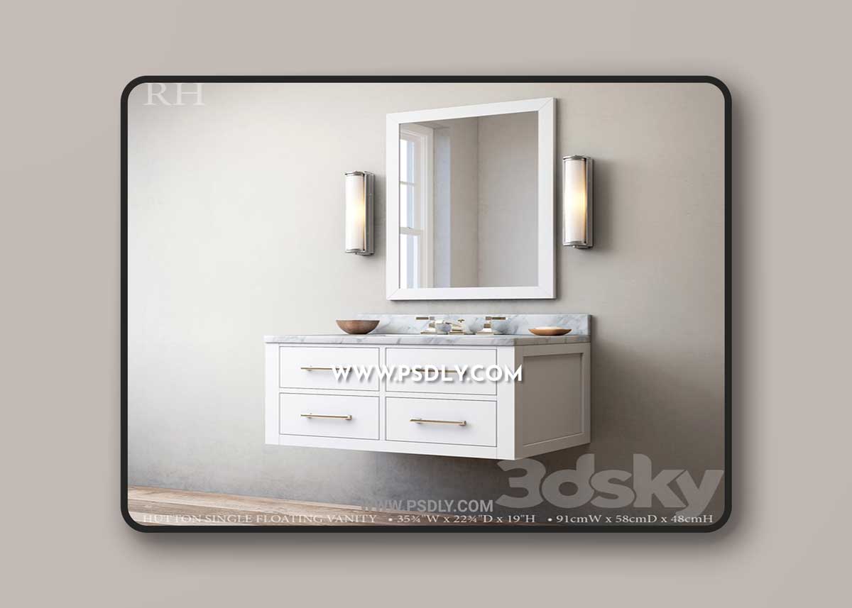 HUTTON SINGLE FLOATING VANITY 3D Model
