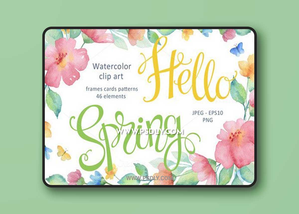 Hello Spring Watercolor