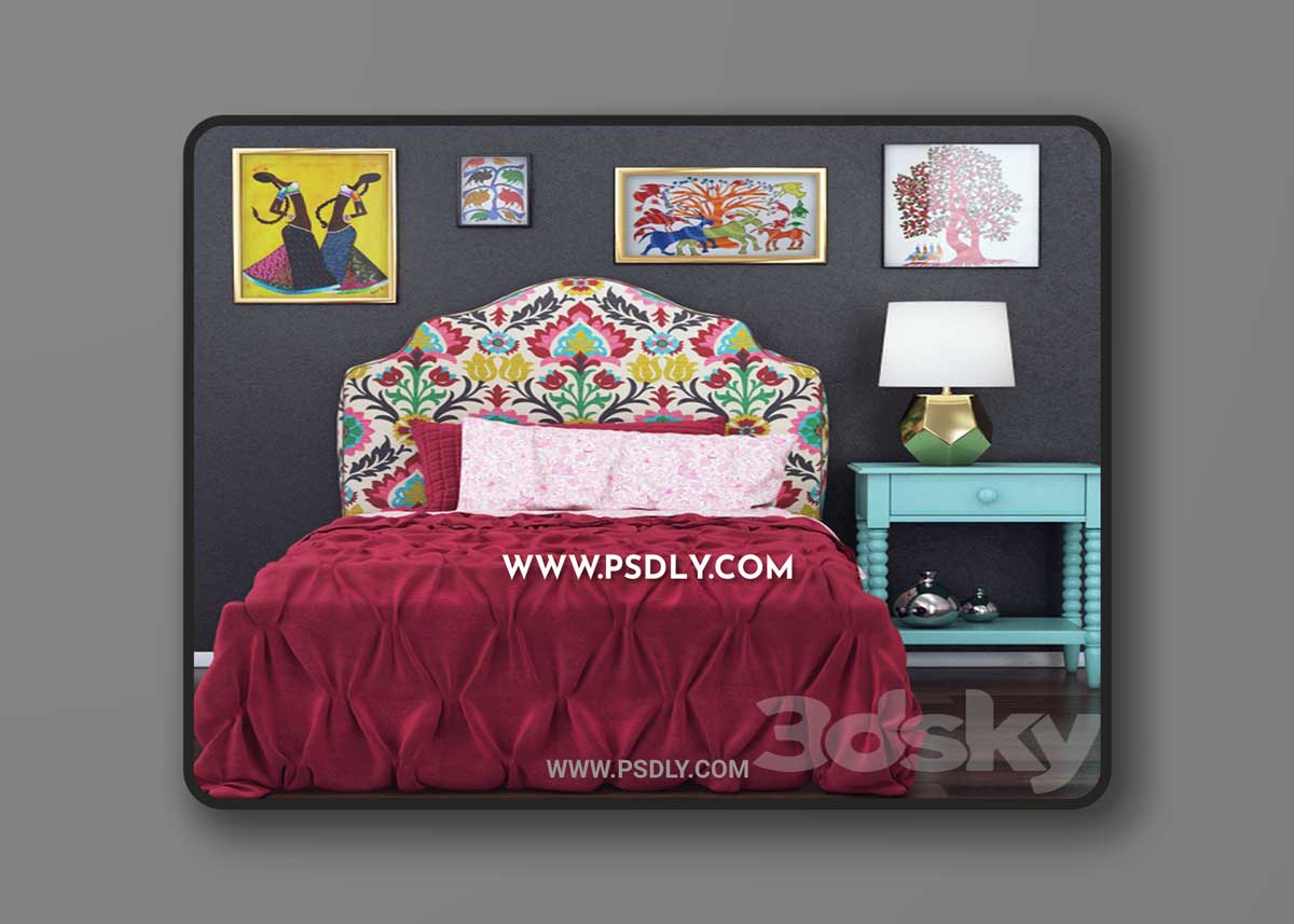 Landofnod Twin Arched Upholstered Headboard (Pattern - Desert Flower)