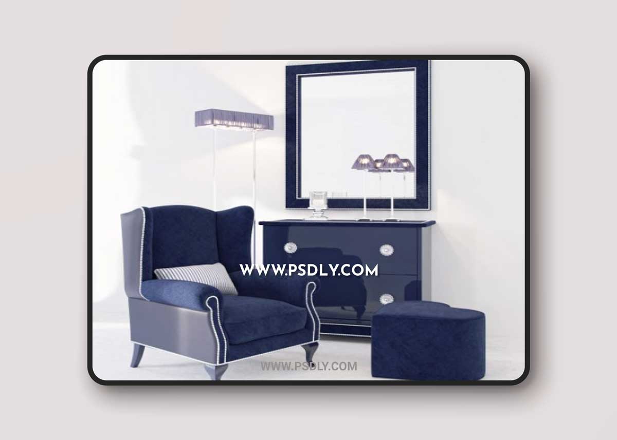 Leonard Dolf with decorative armchair 3D Model
