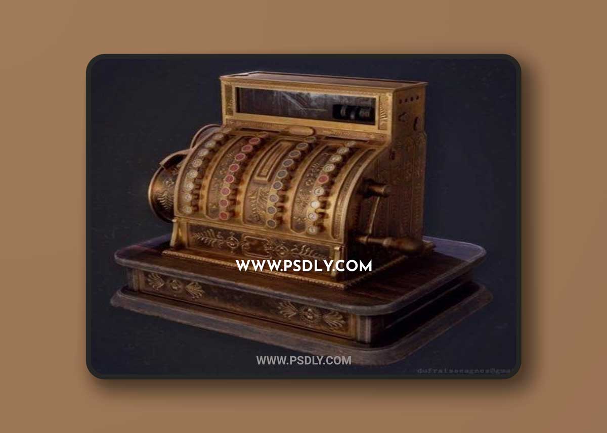 Old cash register machine 3D Model