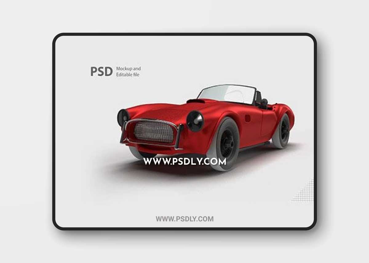 Red car isolated in psd 3D Model