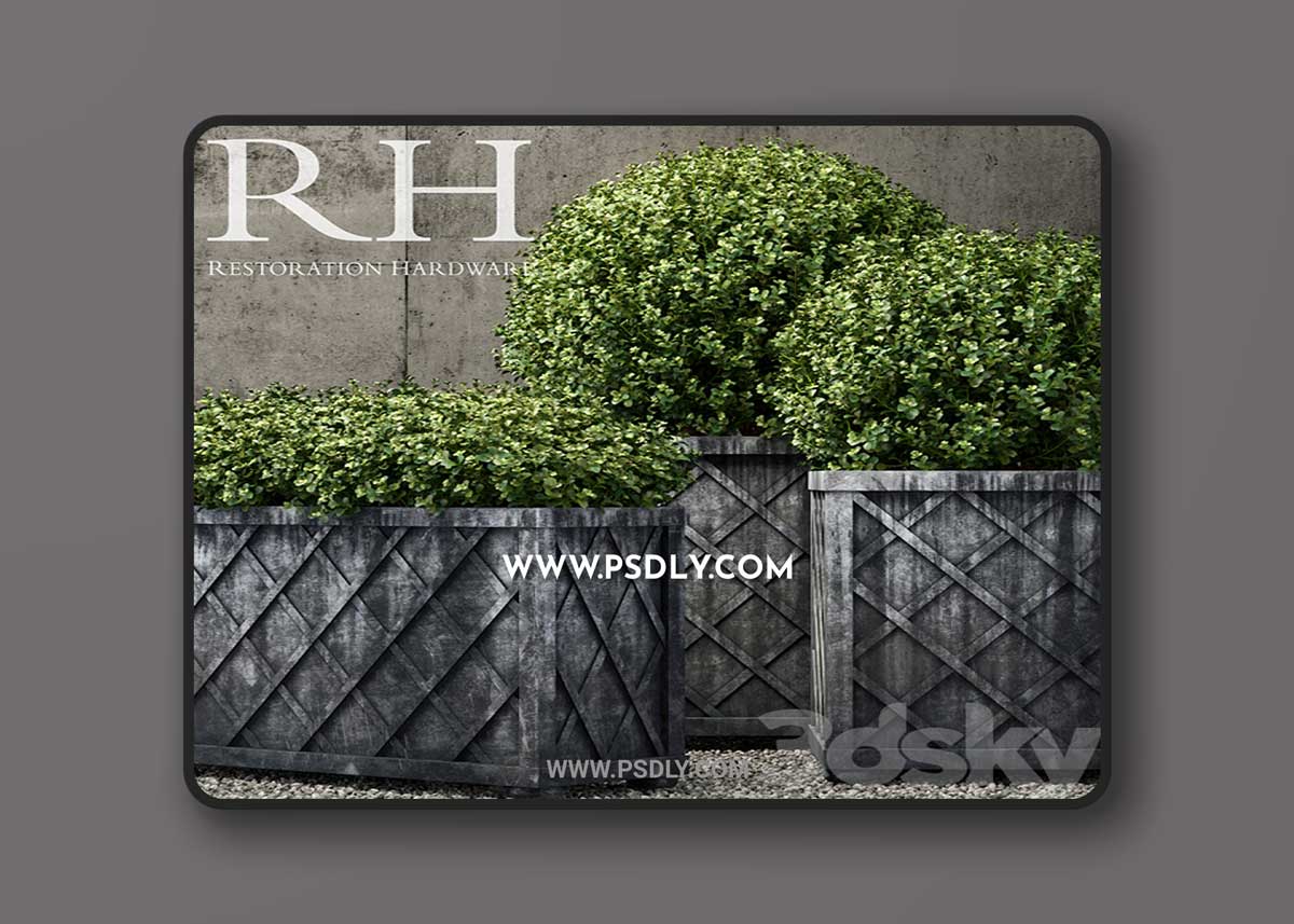 Restoration Hardware weathered steel lattice planters 3D Model