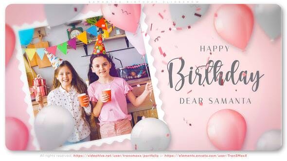 Videohive Samantha Birthday Slideshow 36180836