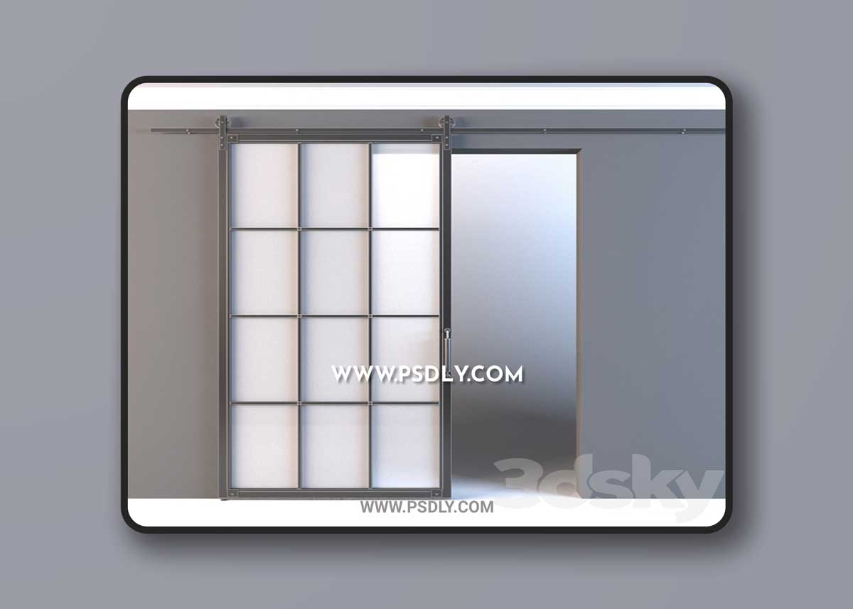 Sliding door with barn mechanism WHEEL 3D Model