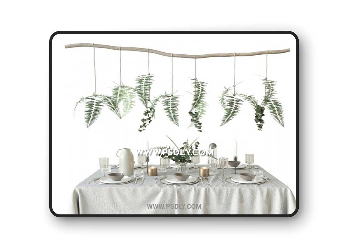 Tableware with fern 3D Model