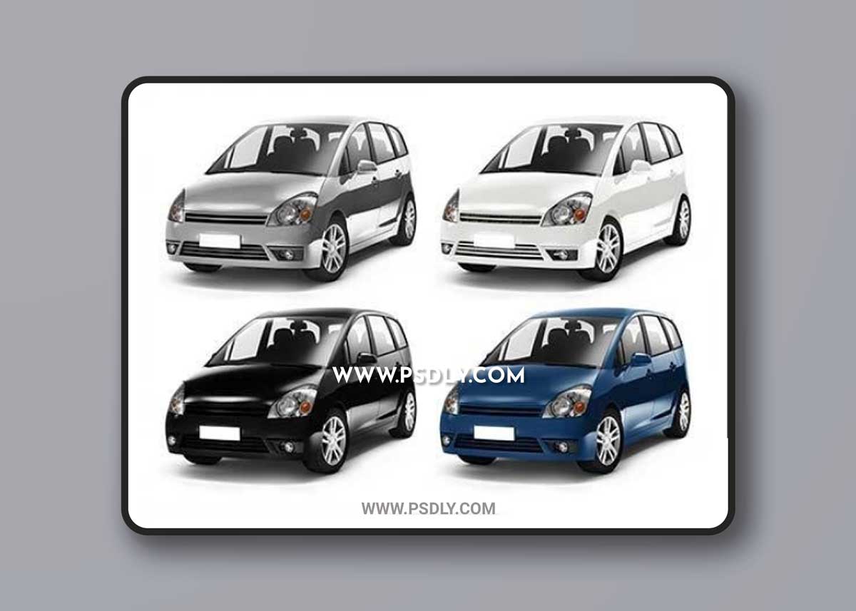 Three dimensional image of car in psd