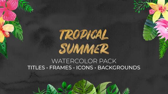 Videohive Tropical Summer. Watercolor Pack 36049583