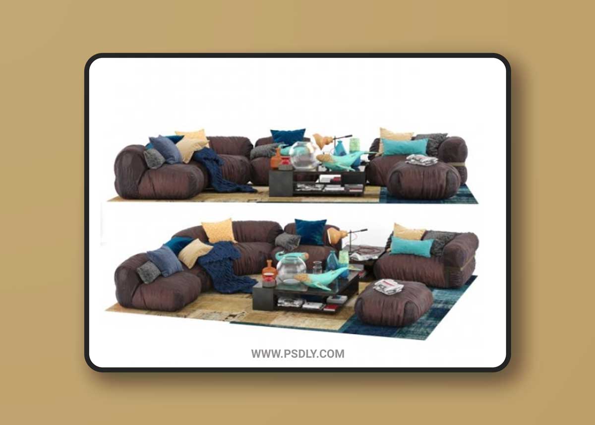 Arketipo Lotus Sectional sofa 3D Model