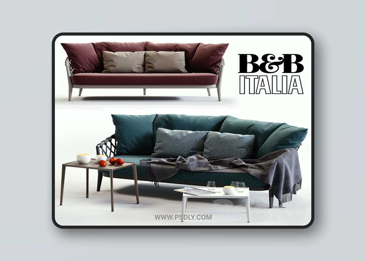 B&B Italia Erica blue and red sofa 3D Model