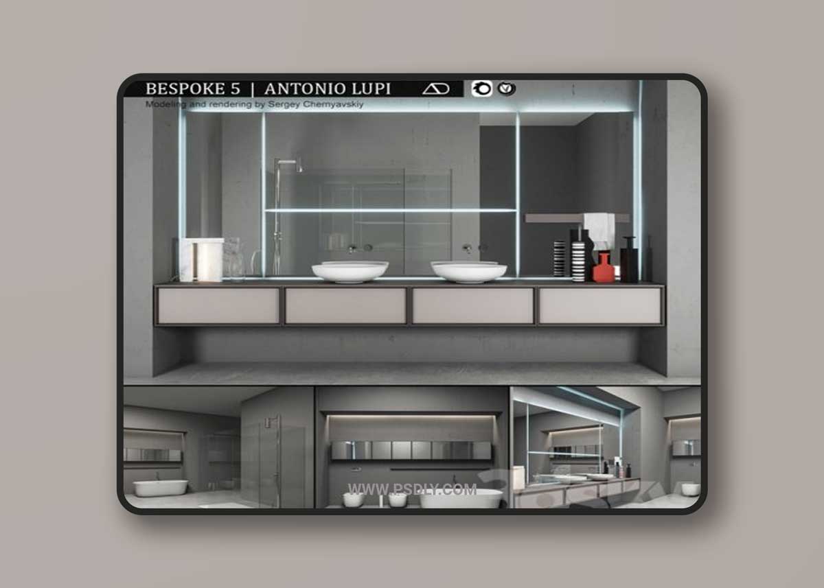 Bathroom furniture set Bespoke 5 3D Model