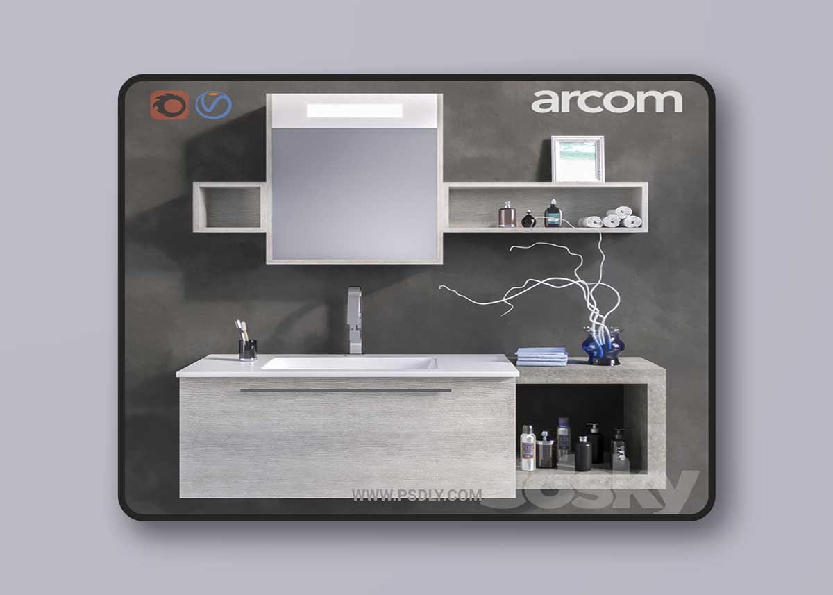 Bathroom furniture set E.LY COMPOSITION 40 3D Model