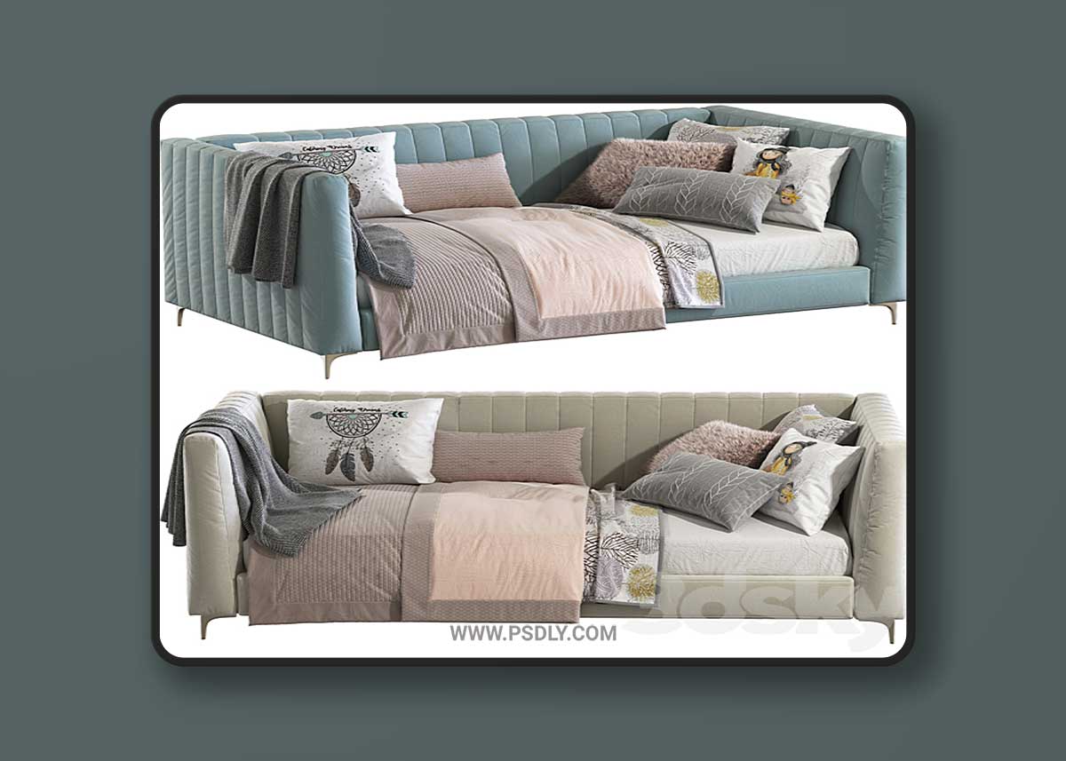 Bed sofa Avalon Channel Stitch Upholstered Daybed 3D Model
