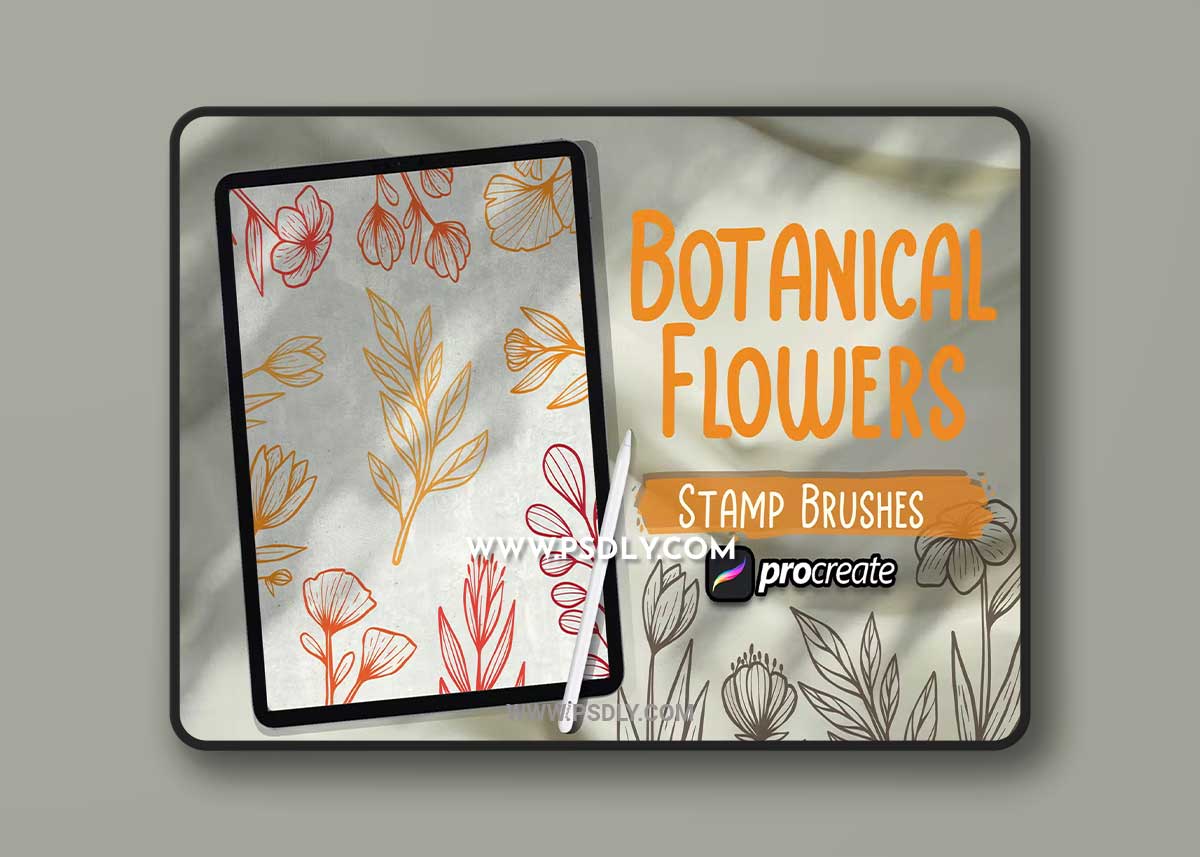 Botanical Floral Brush Stamp Procreate E2D3CG7
