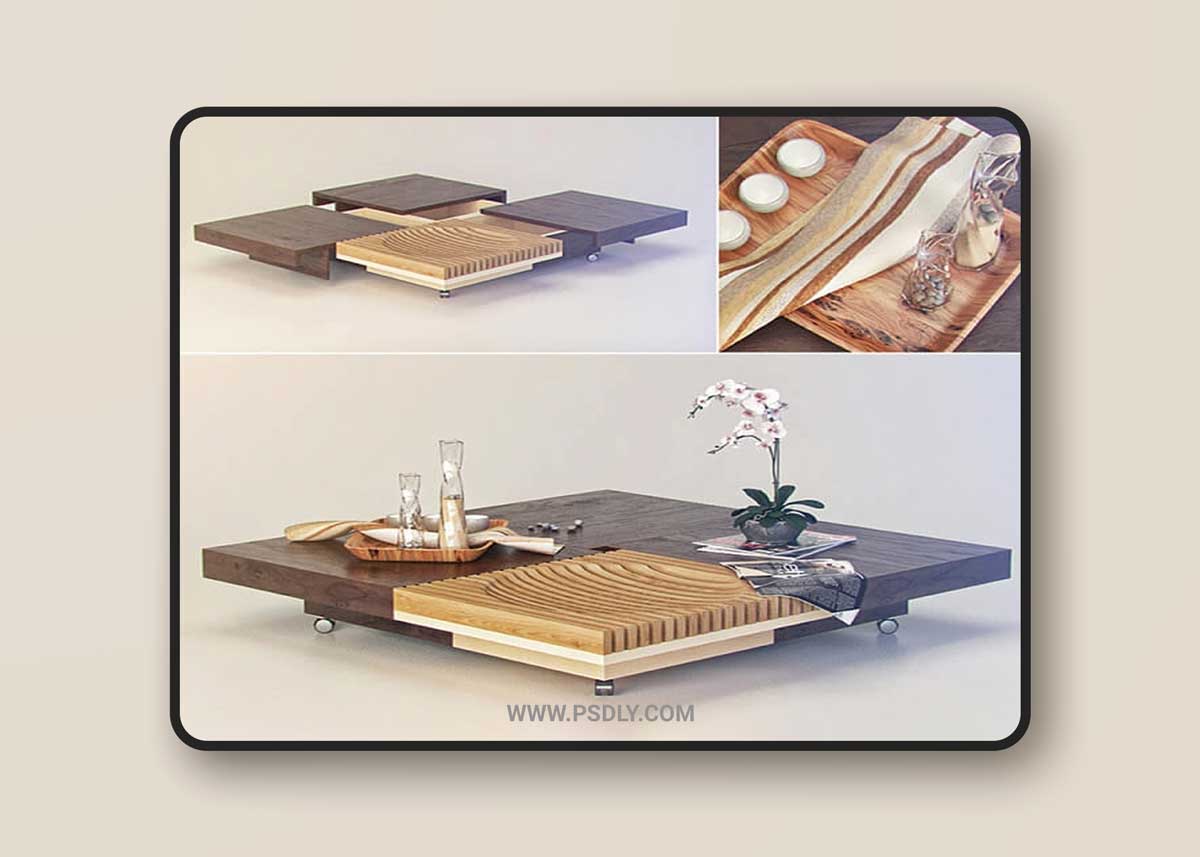 Coffee table Kalinka "JAPANESE" 130 3D Model