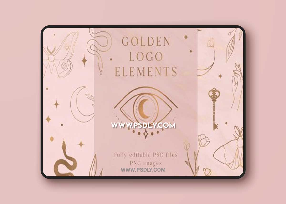 CreativeMarket - Golden Logo Elements. Esoteric 6686999