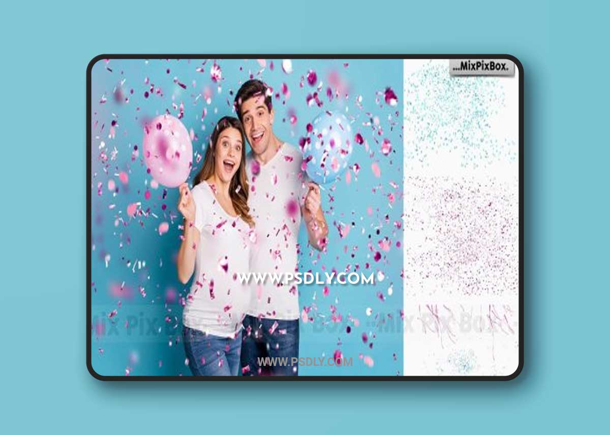 CreativeMarket - Pink and Blue Confetti Overlays 6032880