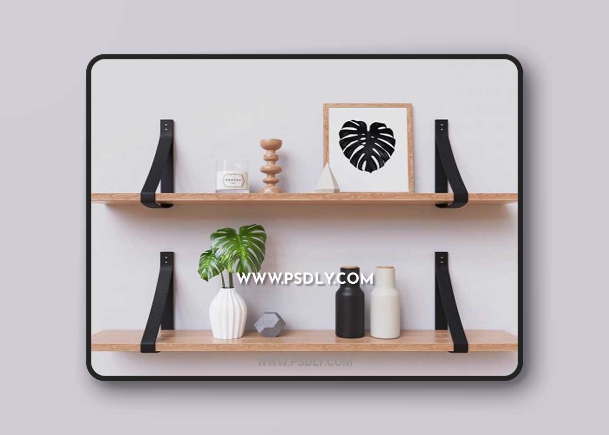 Decor on a shelf with Monstera 3D Models