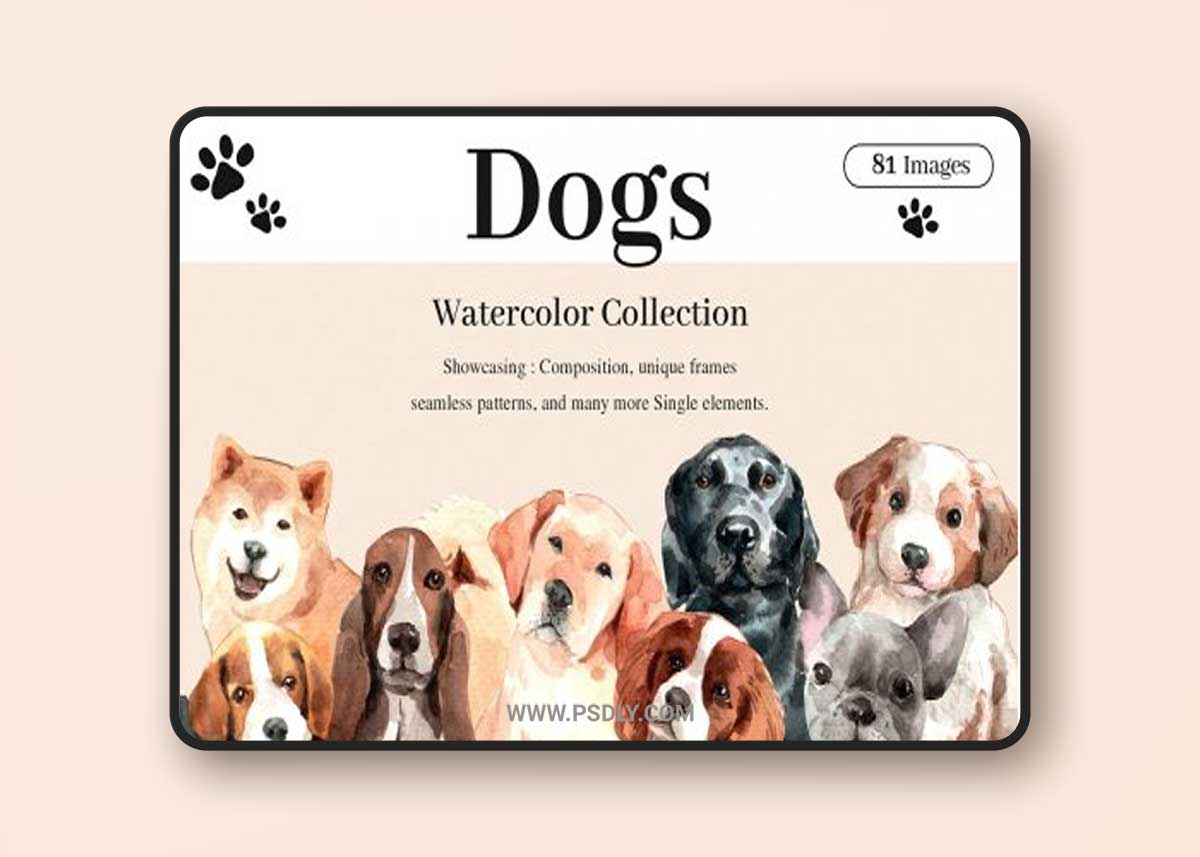 Dogs adorable Pet Watercolor