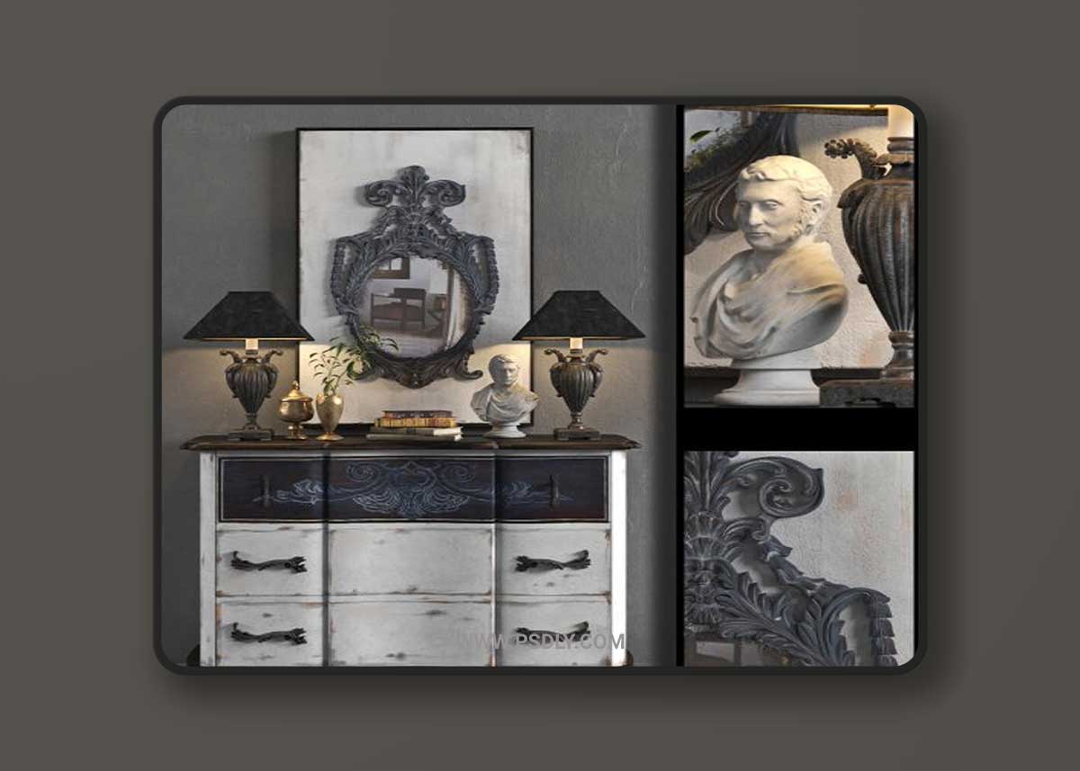 Dresser with mirror GuildMaster 3D Model