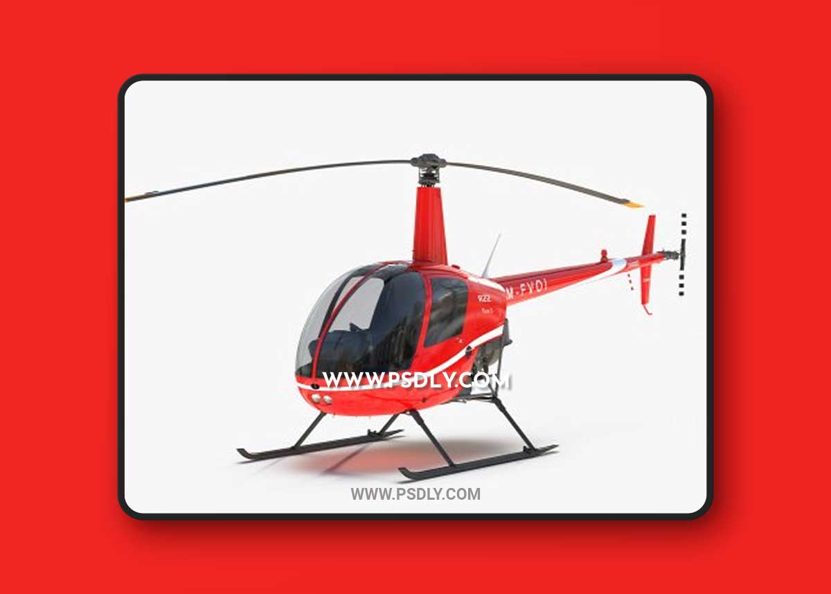 Helicopter Robinson R22 Red 3D Models