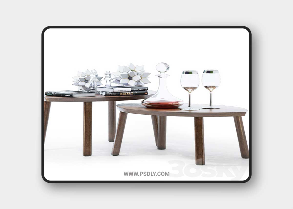 IKEA \ STOCKHOLM \ Set of tables, 2 pcs. + Decor 3D Model